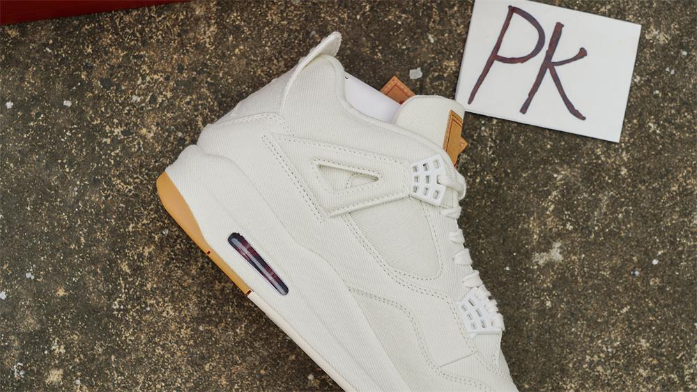 PK God Jordan 4 Retro Levi''s White RETAIL MATERIALS READY TO SHIP